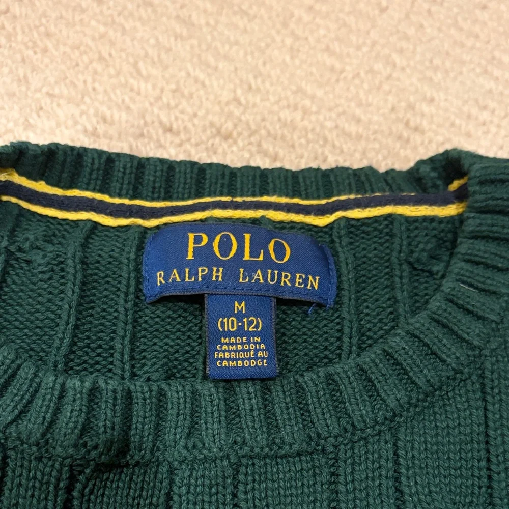 Polo by Ralph Lauren Boy’s Dark Green Crewneck Sweater - Picture 2 of 4